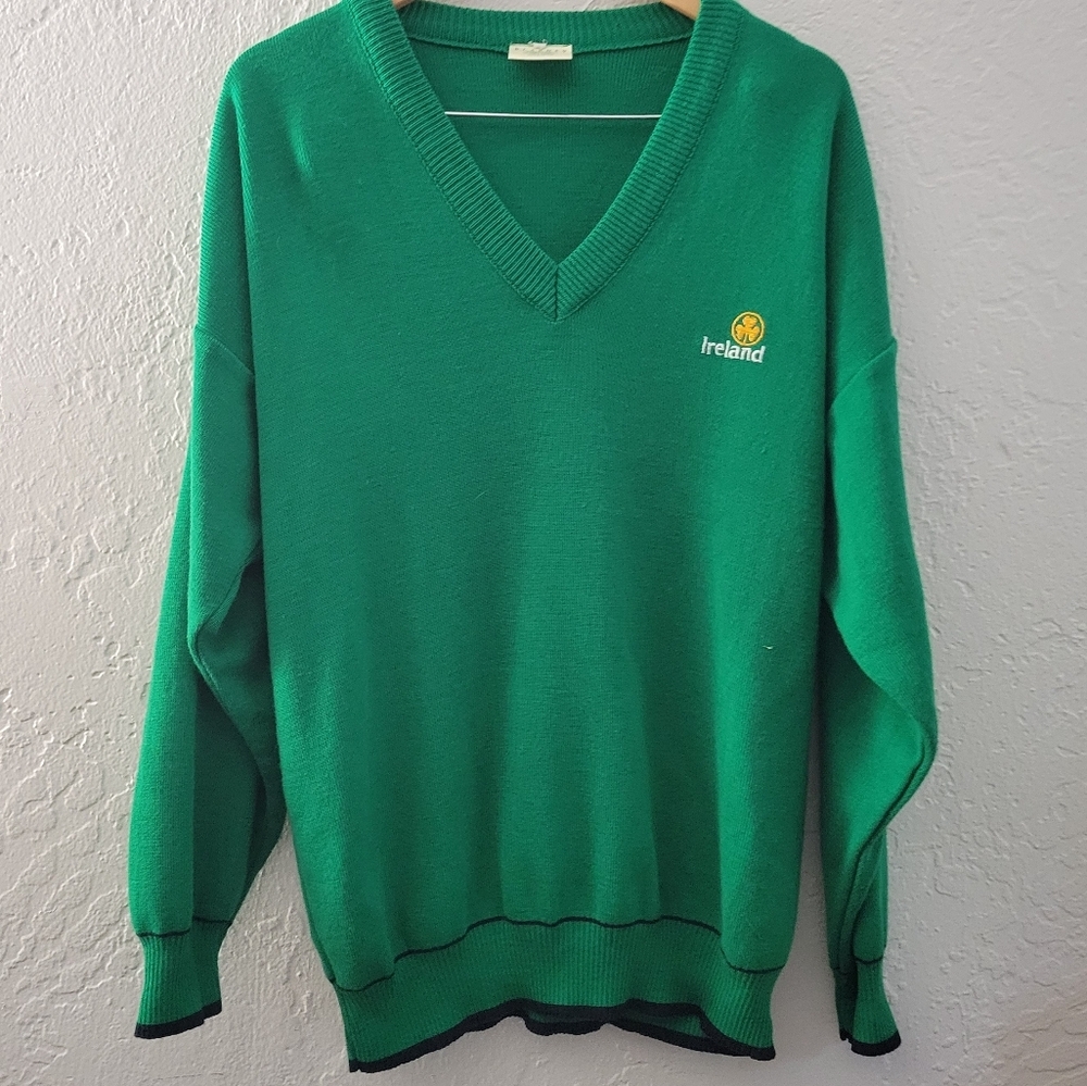 Blarney Woollen Mills Vintage Ireland V Neck Sweater Size XL